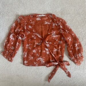 Abercrombie & Fitch Rust Orange Loose Sleeve Wrap Blouse